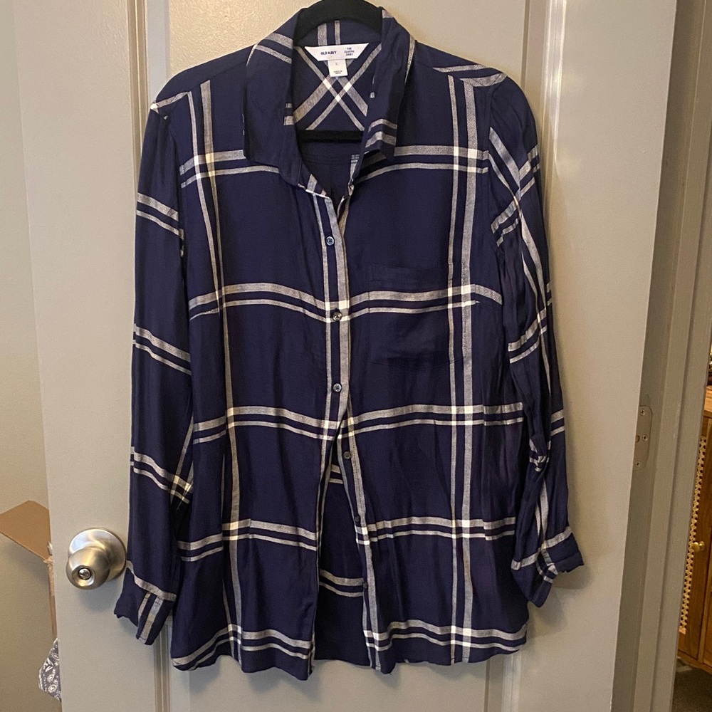 Old Navy Classic Navy Plaid Shirt